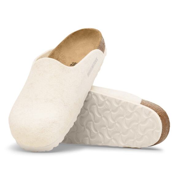 NIB Birkenstock Amersterdam 39 8-8.5 Wool Clog Slides Mules Eggshell Cream White - Picture 1 of 11